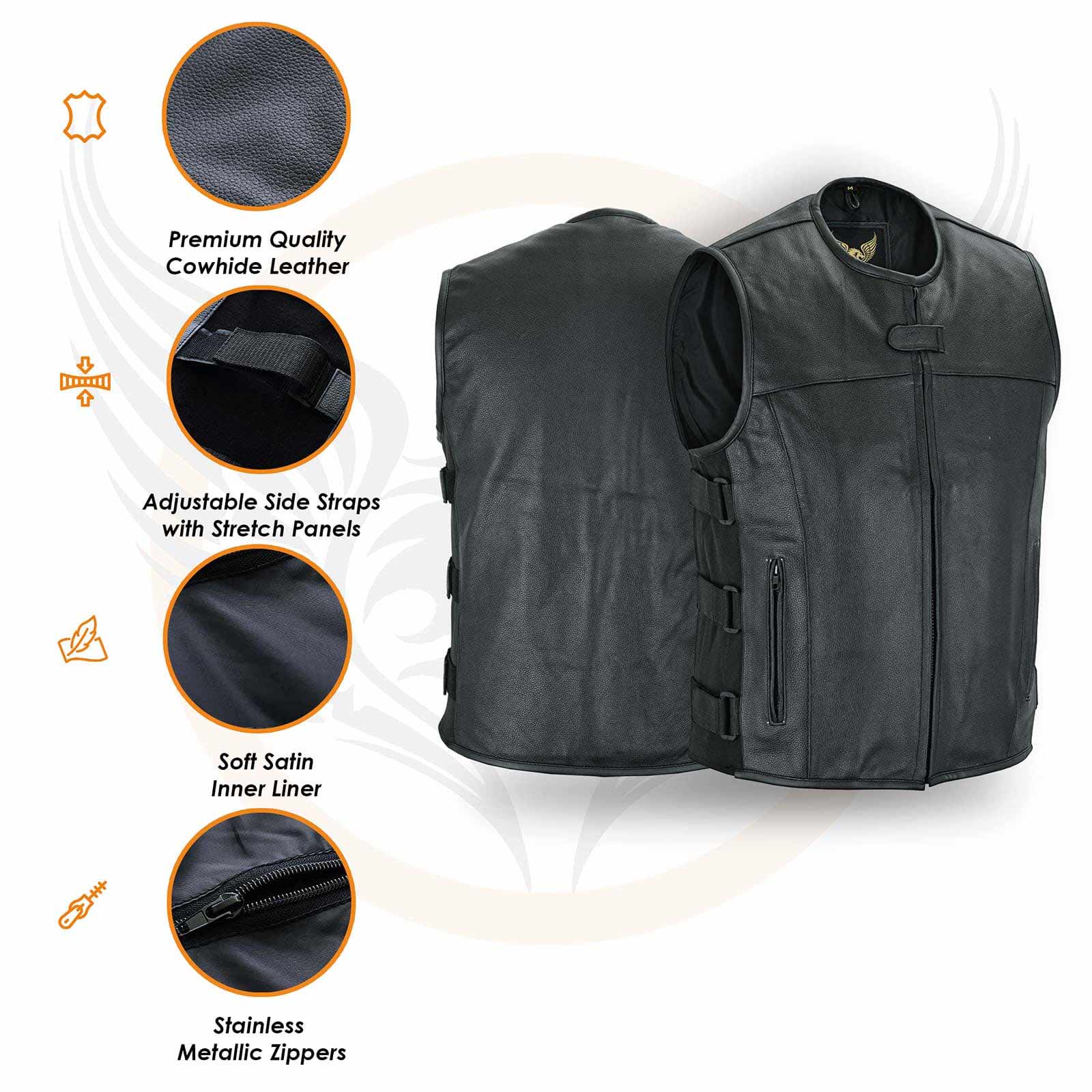 Leatherick SWAT Style Cowhide Biker Vest