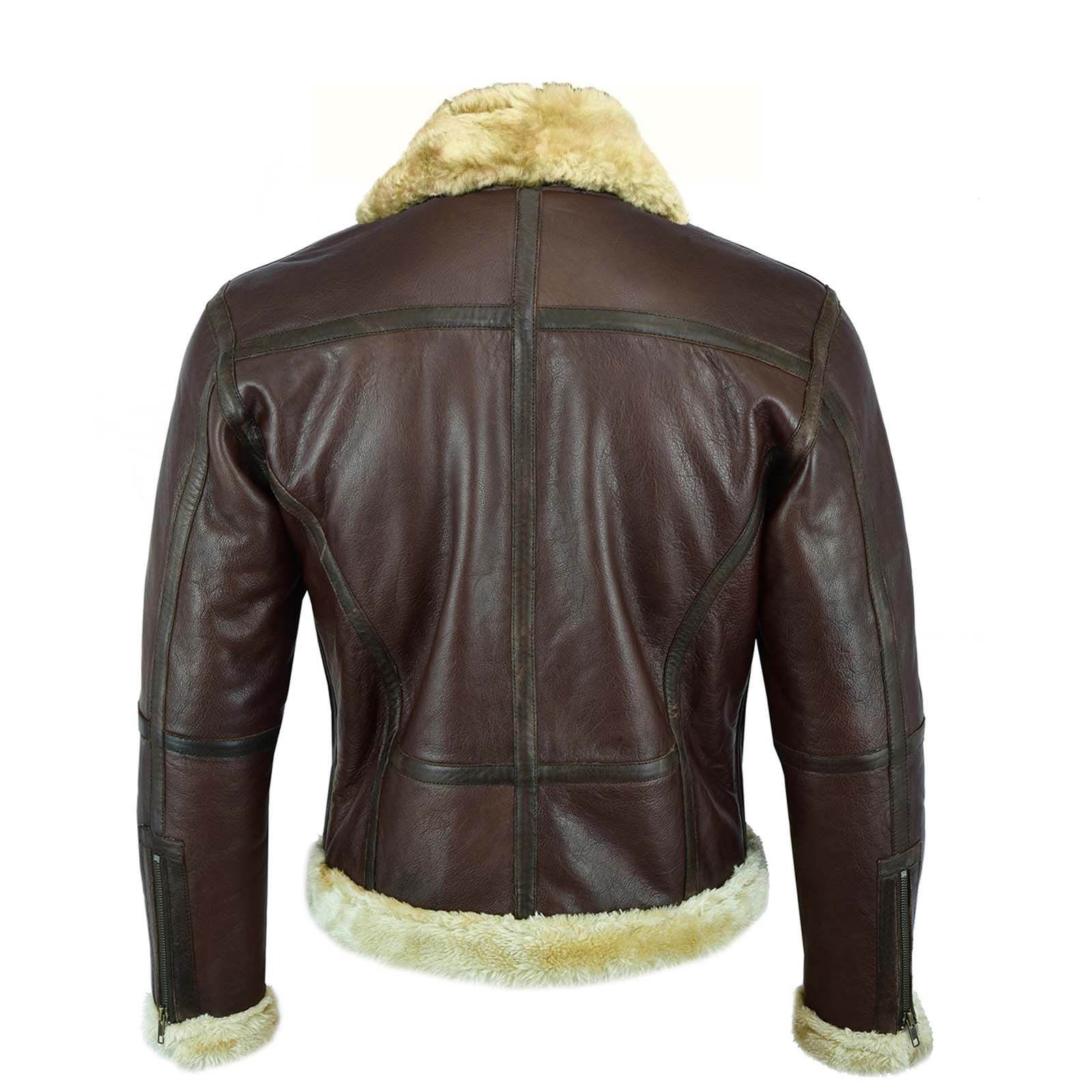 Men's Brown Leather Jacket with Fur Liner