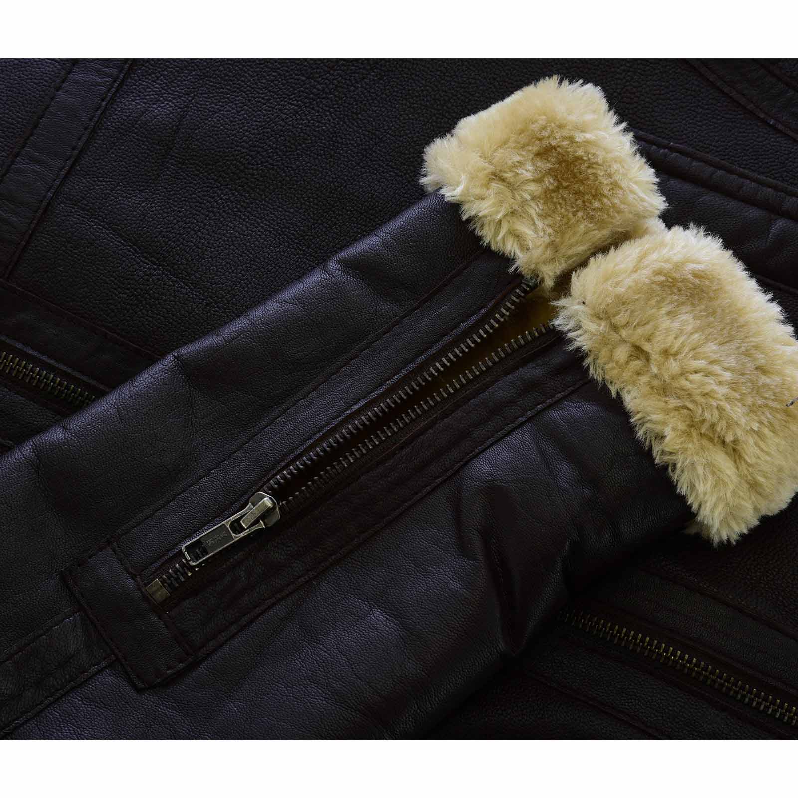 Men's Brown Leather Jacket with Fur Liner