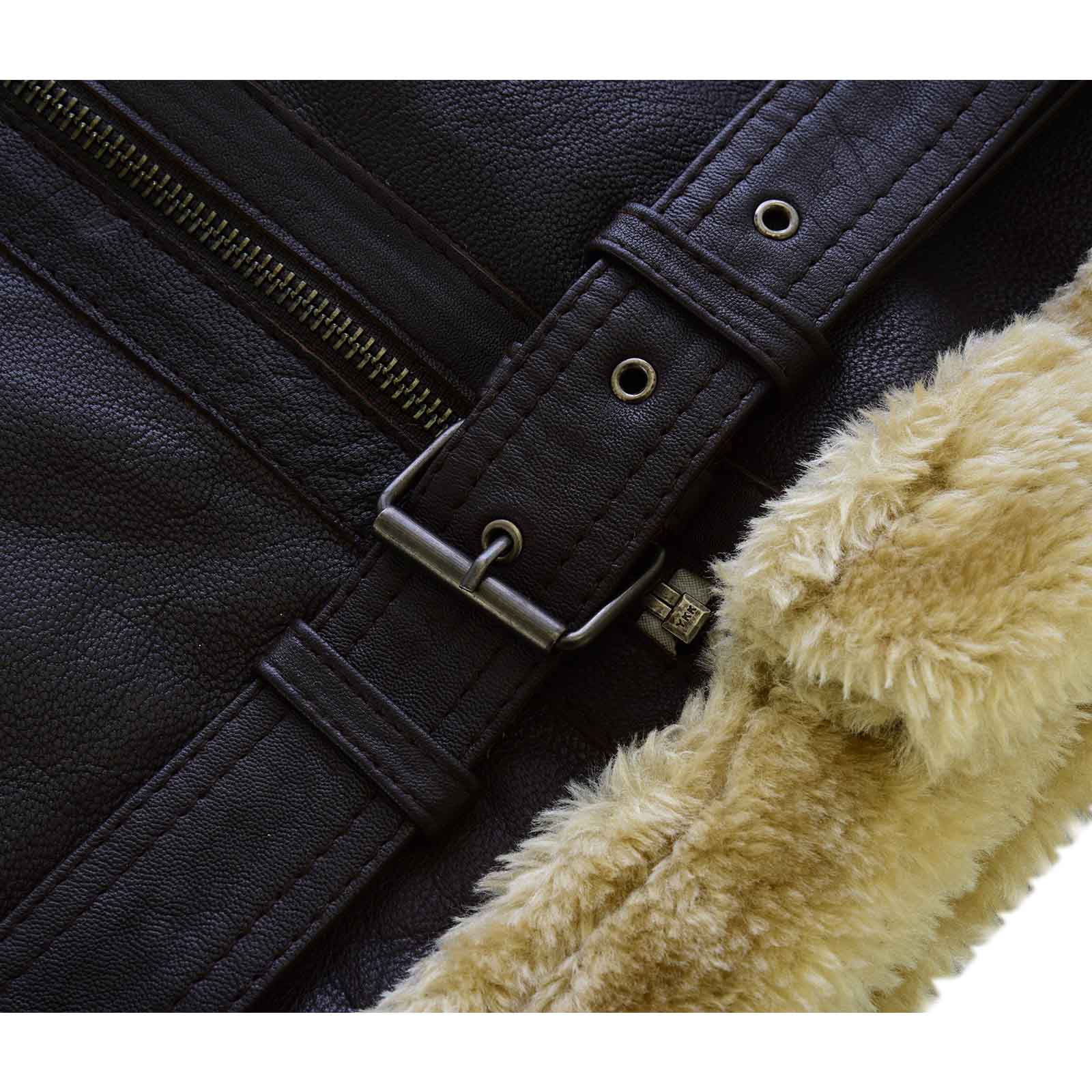 Men's Brown Leather Jacket with Fur Liner