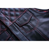 Leatherick Red Diamond Stitch Leather Vest