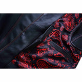 Leatherick Red Diamond Stitch Leather Vest