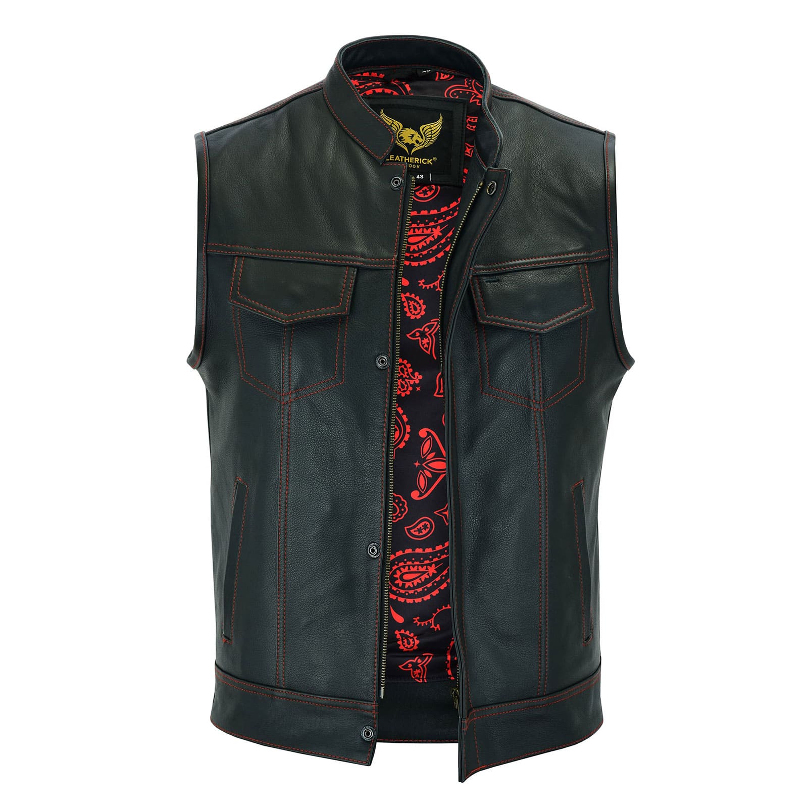 USA SOA7 Premium Waistcoat front open showcasing paisley print lining.