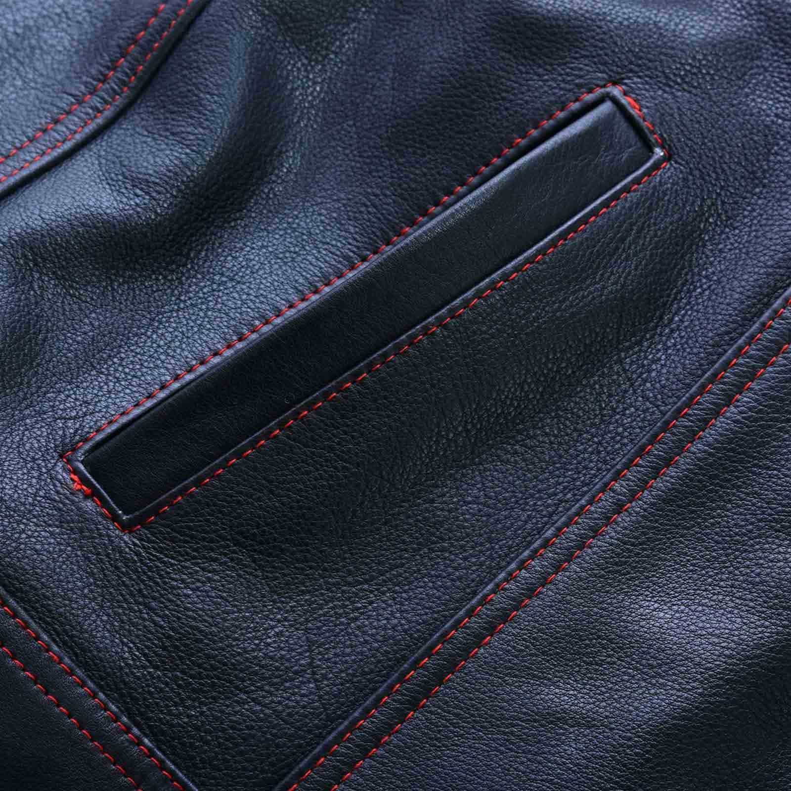 Leatherick SOA Red Stitch Vest with Red Satin Liner