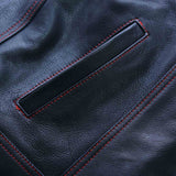 Leatherick SOA Red Stitch Vest with Red Satin Liner