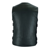 Back view of US SWAT milled leather vest showing single large back panel.