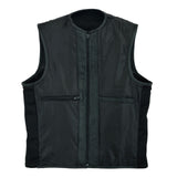 Rear angled view of US SWAT leather vest displaying clean leather finishing.