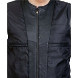 Inner wired zipper pocket with durable polyester lining inside leather vest