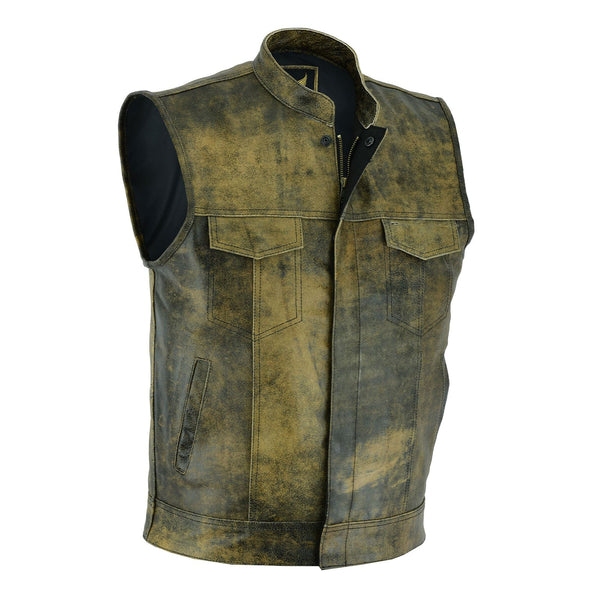    SOA Distressed Brown Vintage Leather Vest - Leatherick US