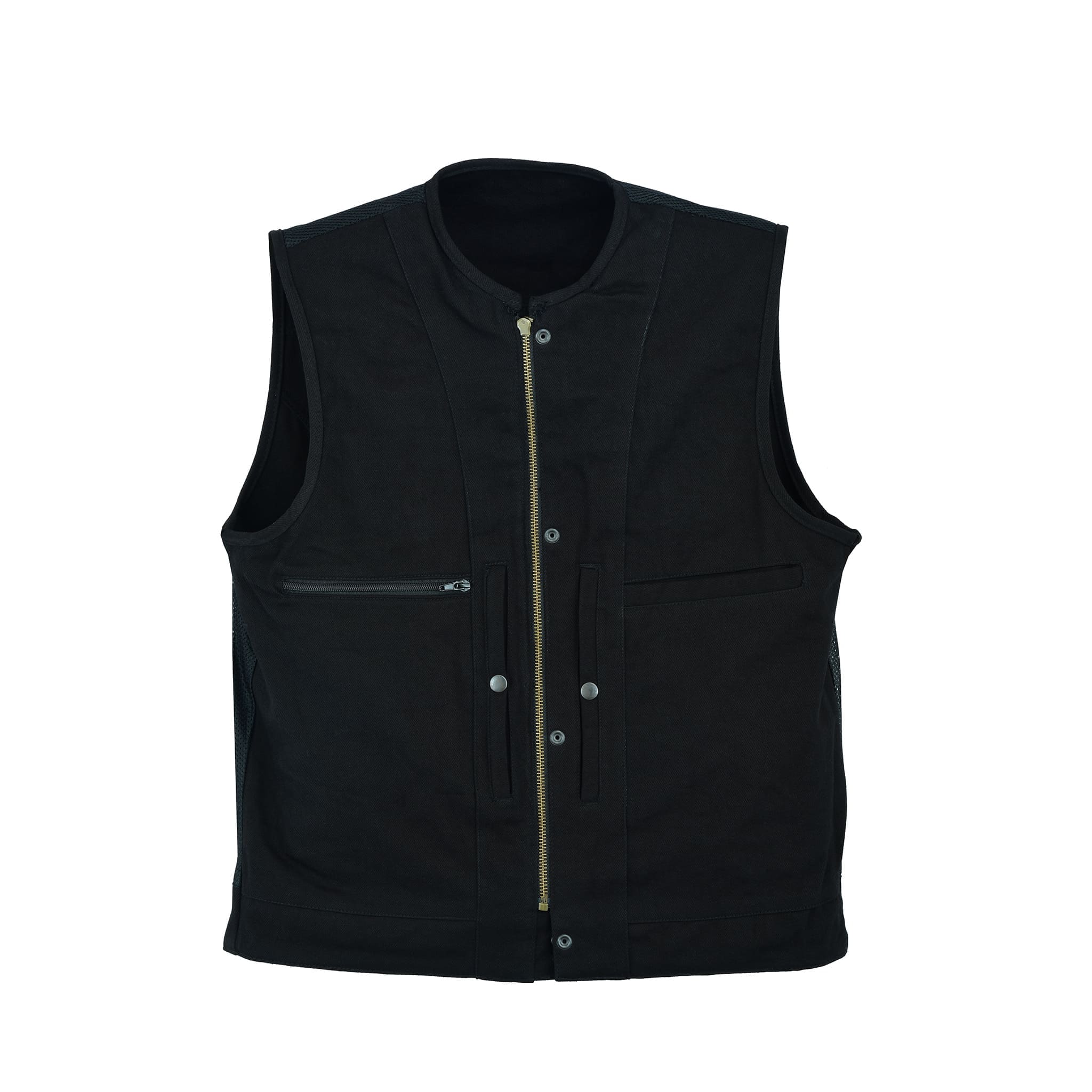 Inner wired zipper pocket with cotton lining inside men’s denim vest