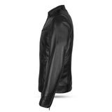 Shoulder detail of Black Hooper Men's Leather Jacket.