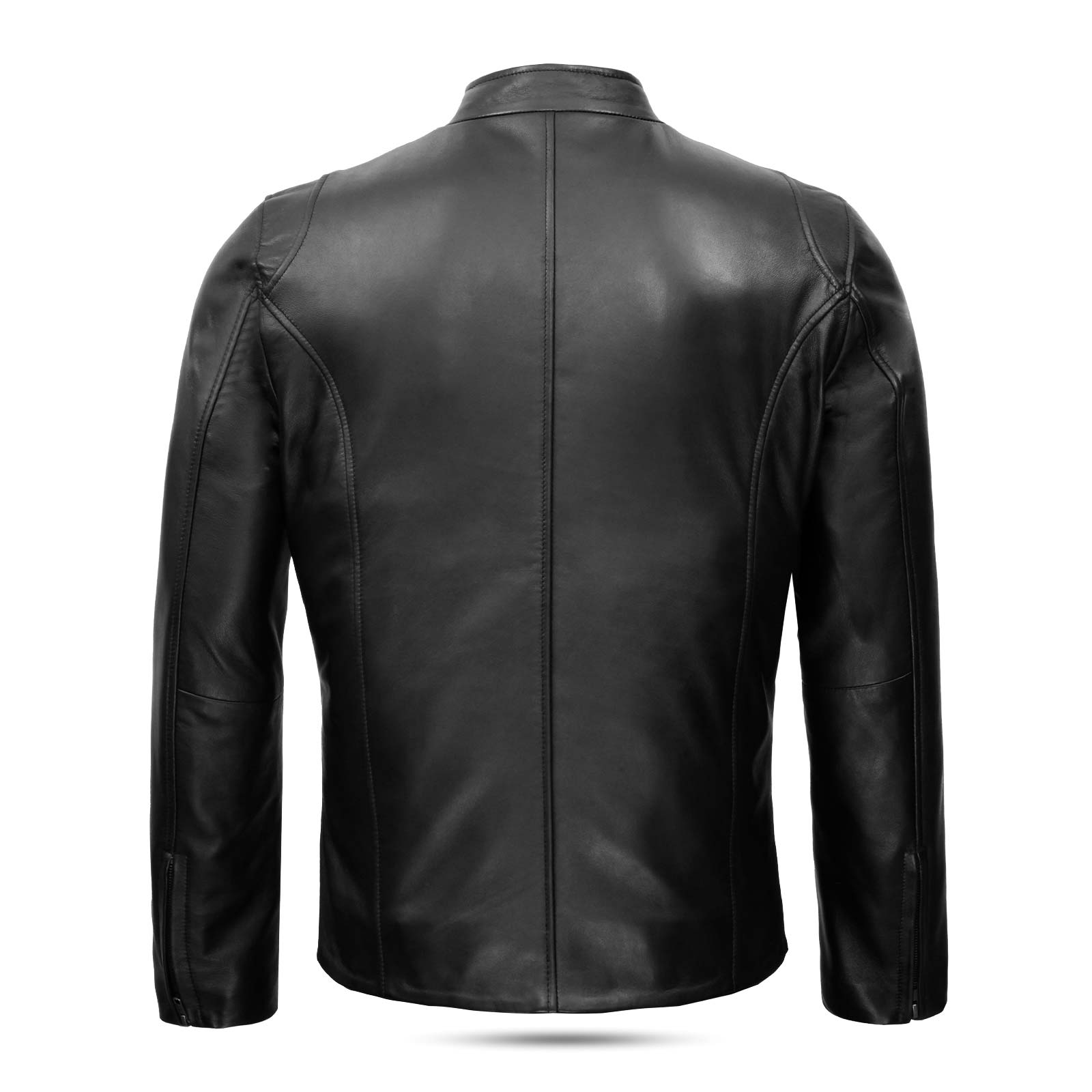 Back view of Black Hooper Men's Leather Jacket