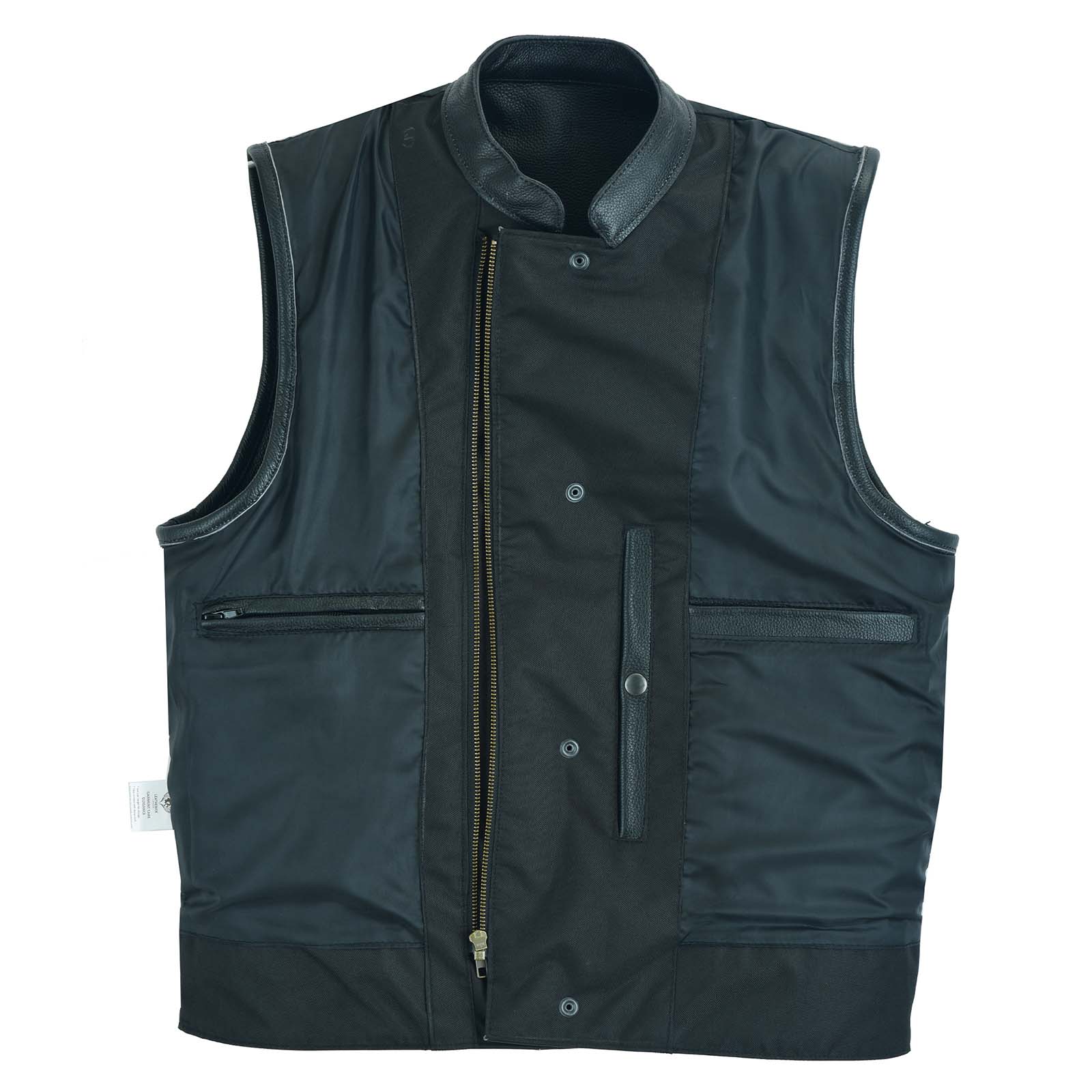 Inner full view of the front of the USA SOA 7 Milled Waistcoat with black polyester lining and inside pockets.