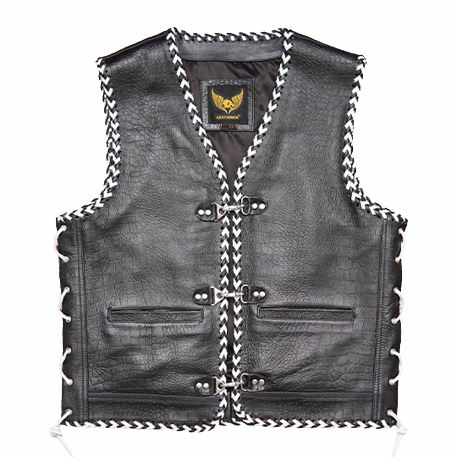 Leatherick Braided Leather Vest With Laces