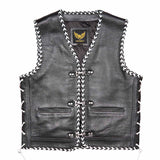Leatherick Braided Leather Vest With Laces
