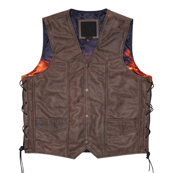 Leatherick Classic Custom biker Leather Vest With Laces - Leatherick US