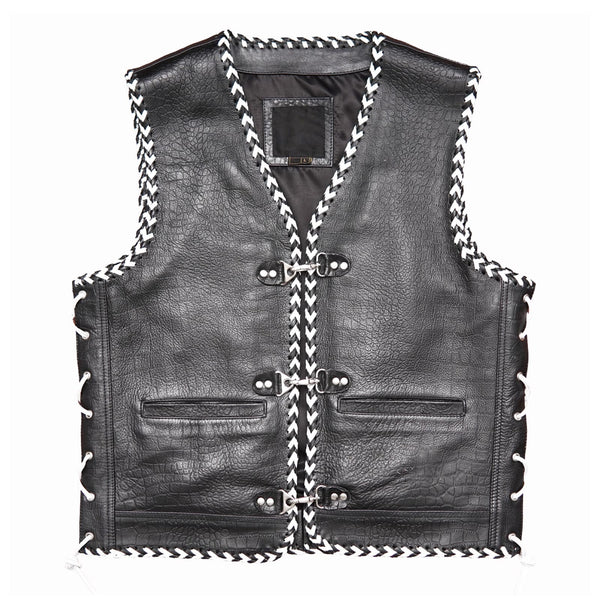 Leatherick Braided Leather Vest With Laces - Leatherick US