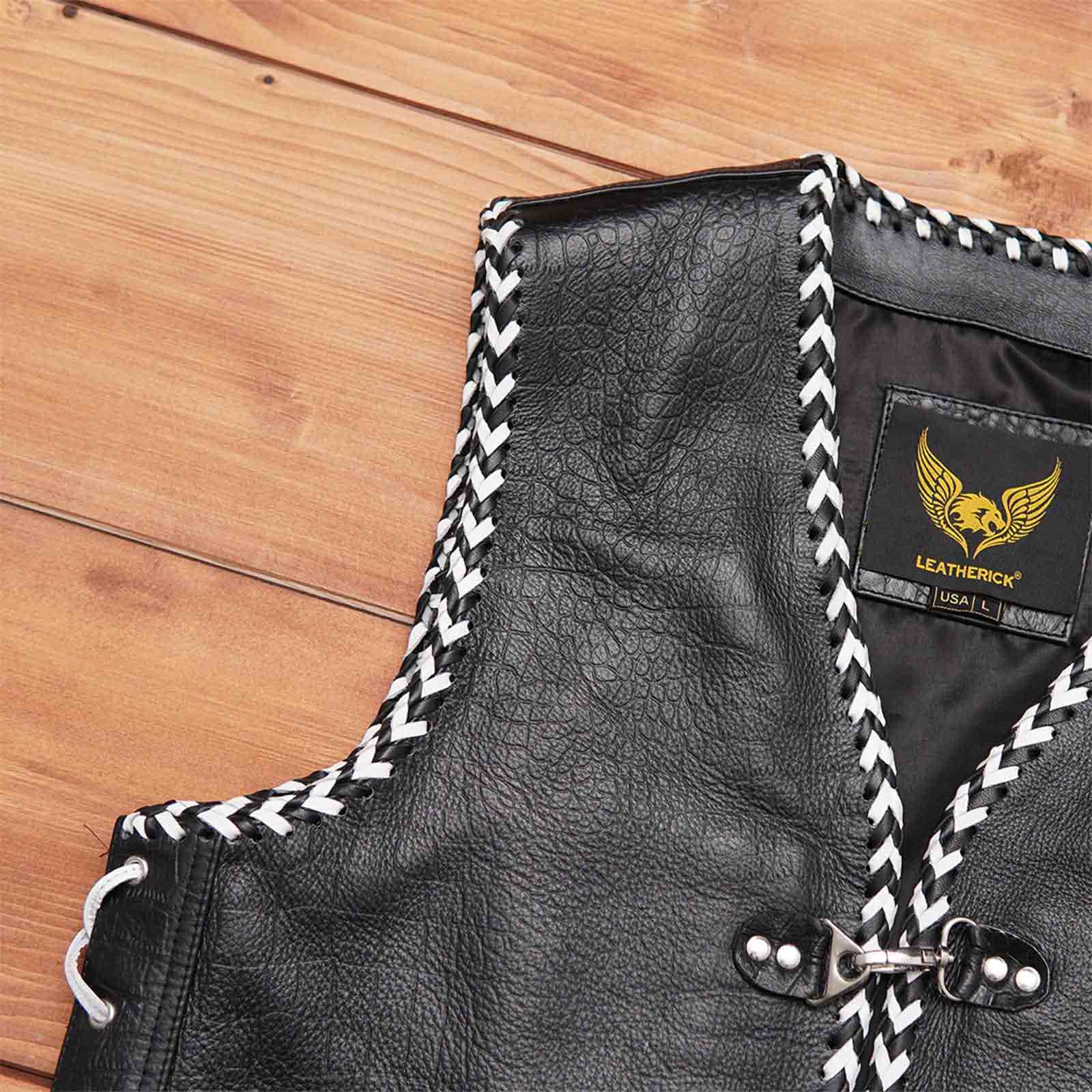 Leatherick Braided Leather Vest With Laces