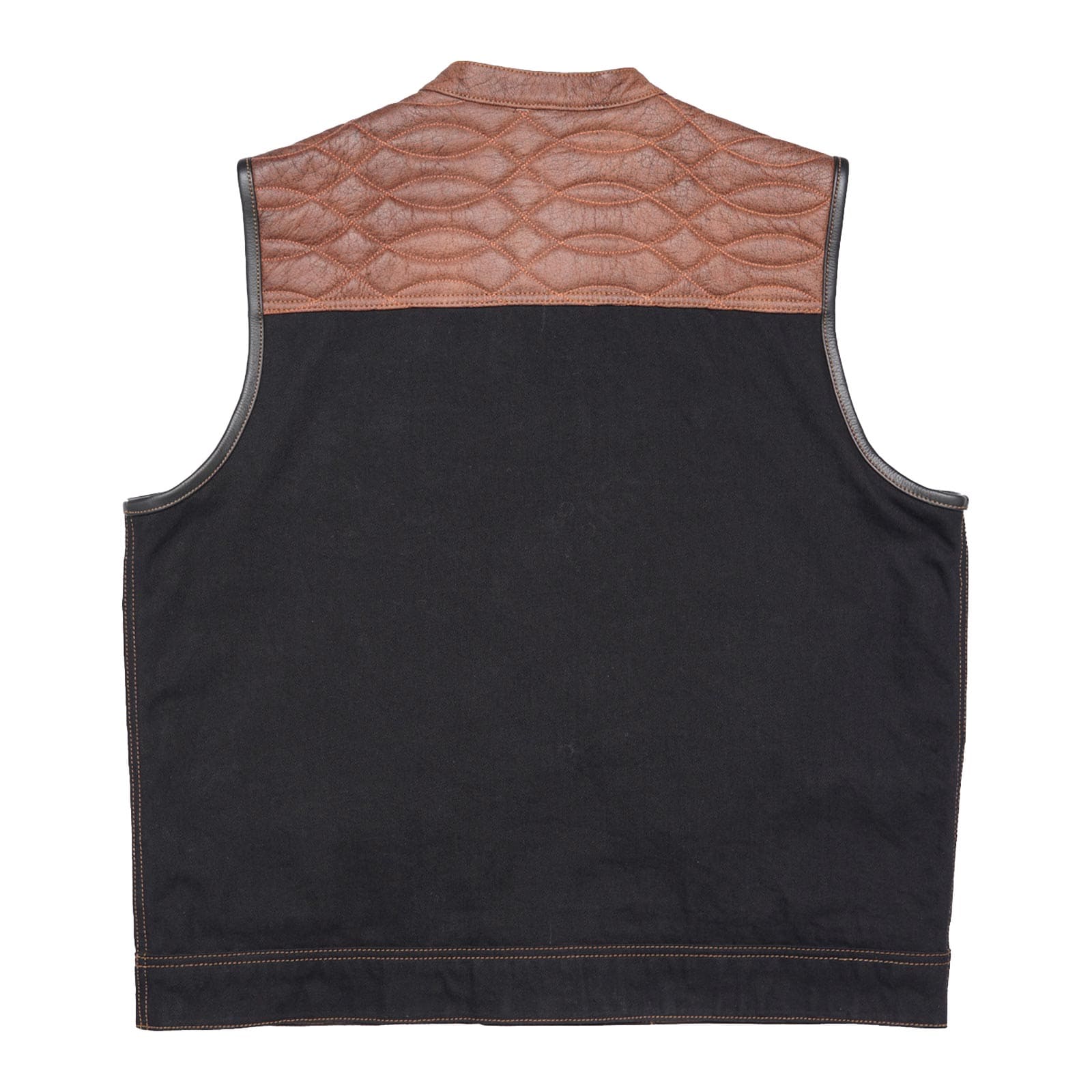 Back of Black Denim Vest by Leatherick