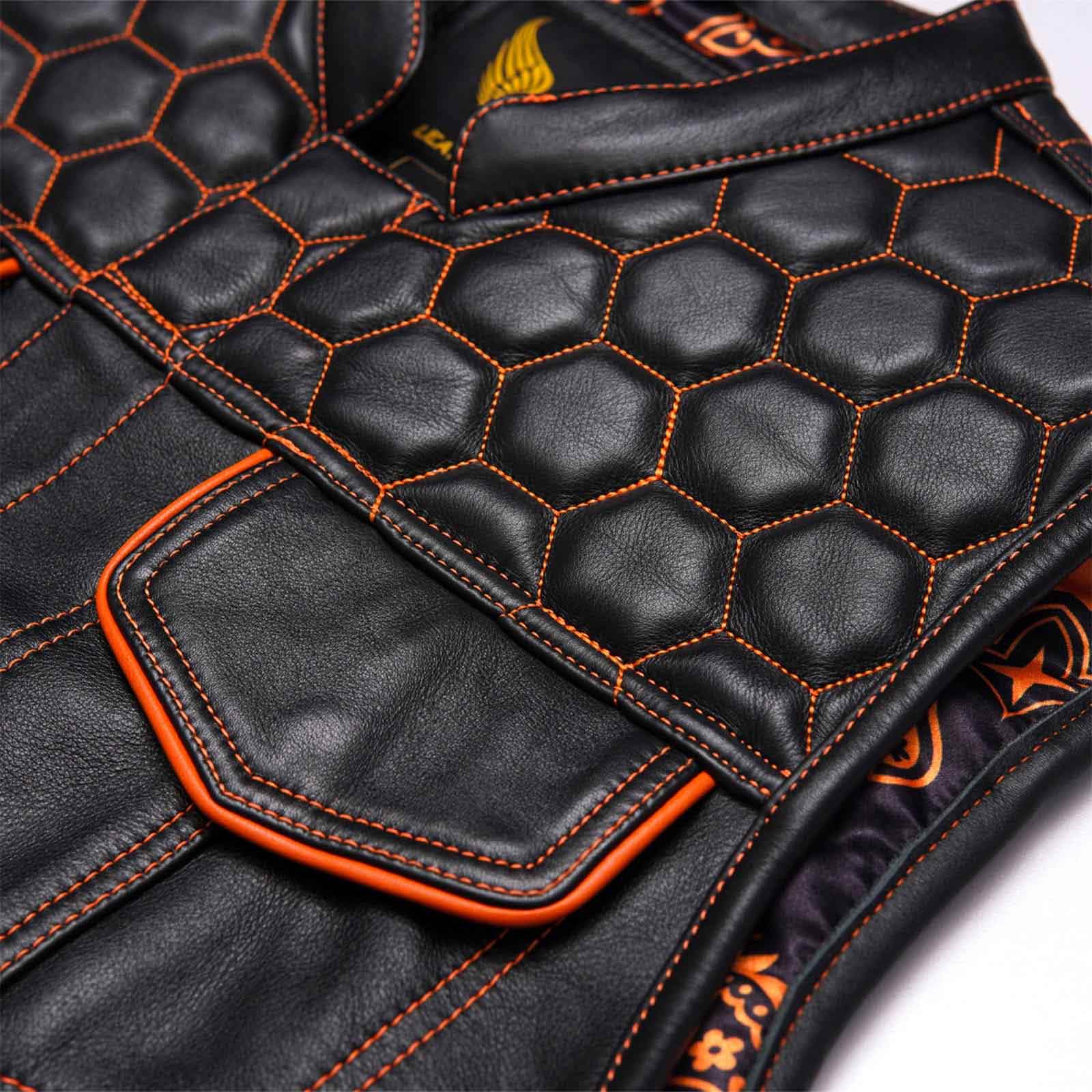 Leatherick Honeycomb Stitch Motorcycle Vest
