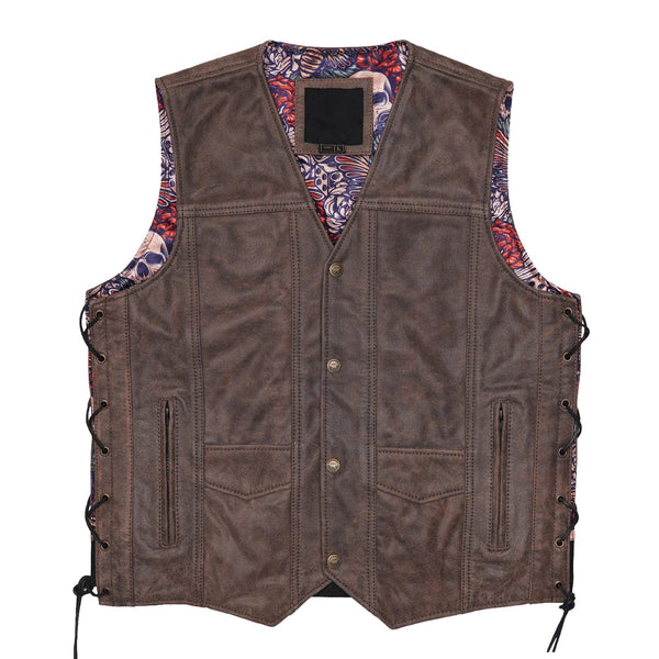 Leatherick Classic Leather Vest With Side Laces - Leatherick US