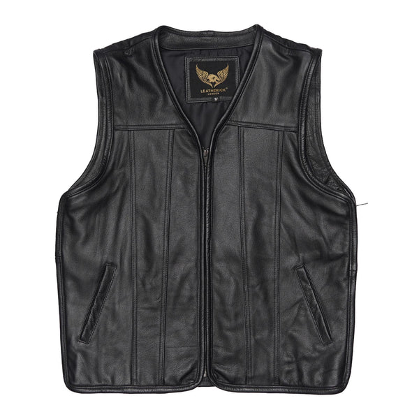 Leatherick Classic Biker Vest With Side Zipper - Leatherick US