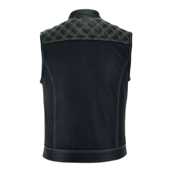 First Mfg Co - The Club Cut - Leather Motorcycle Vest For Men, Club Style Biker Vest