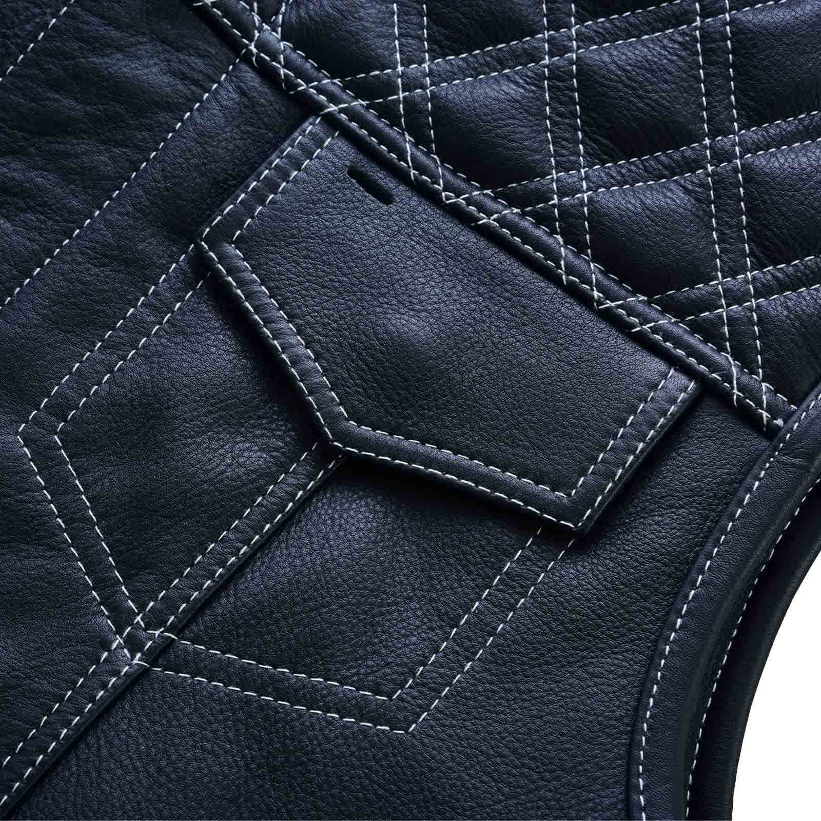 Leatherick SOA style Diamond Stitch Leather Vest