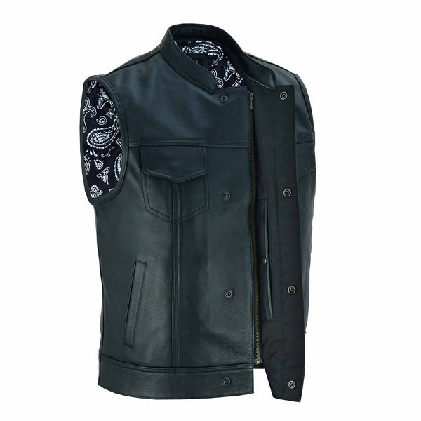 
    SOA Club Style Vest with Paisley Satin Liner - Leatherick US

