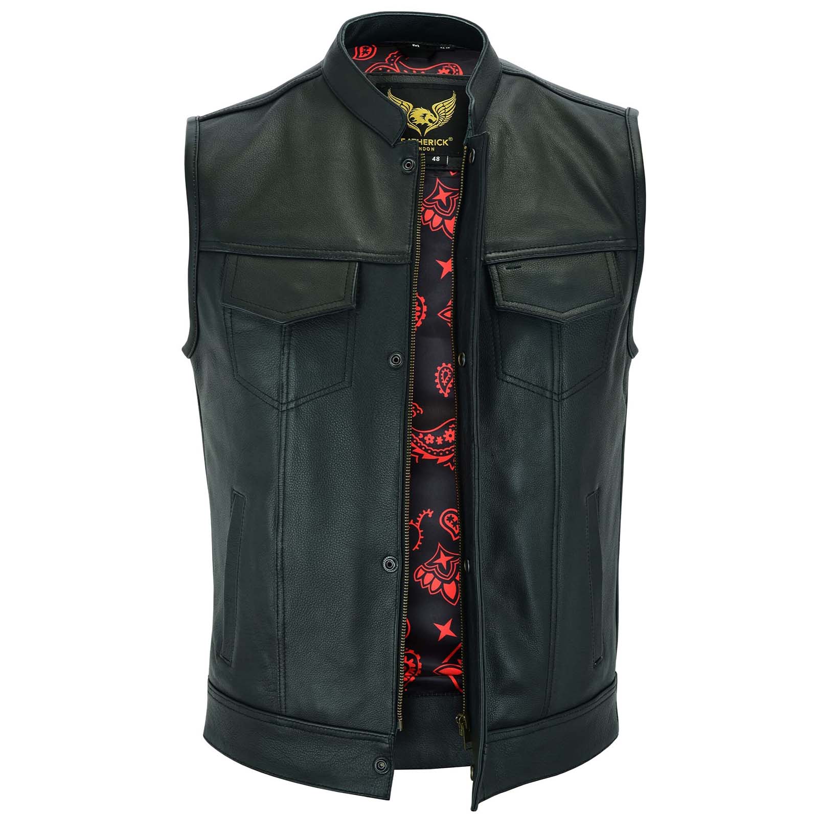 Front view of USA SOA7 Premium Waistcoat open showing brass zippers.