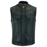Front view of USA SOA7 Premium Waistcoat closed with real brass snaps.