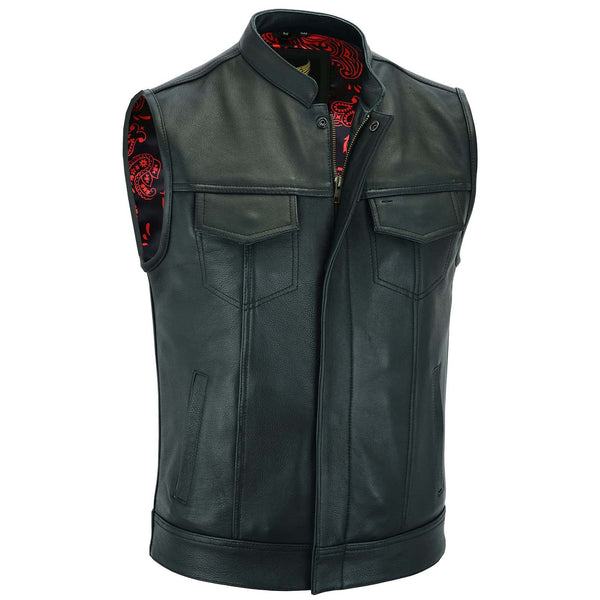     Leatherick SOA Vest with Red Satin Liner - Leatherick US