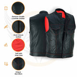 Leatherick SOA Biker vest with Red Liner