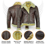 Men's Brown Leather Jacket with Fur Liner