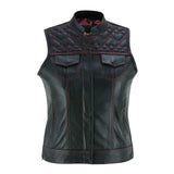 Women’s SOA Red Heart Leather Motorcycle Vest