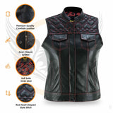 Women’s SOA Red Heart Leather Motorcycle Vest