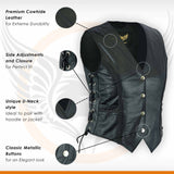 Leatherick Black Classic Biker Leather Vest