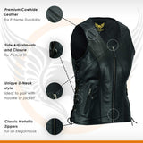 Leatherick Classic Seven Line Black Leather Vest