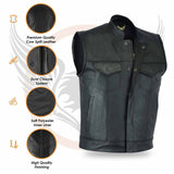 Leatherick SOA Collared Biker Vest