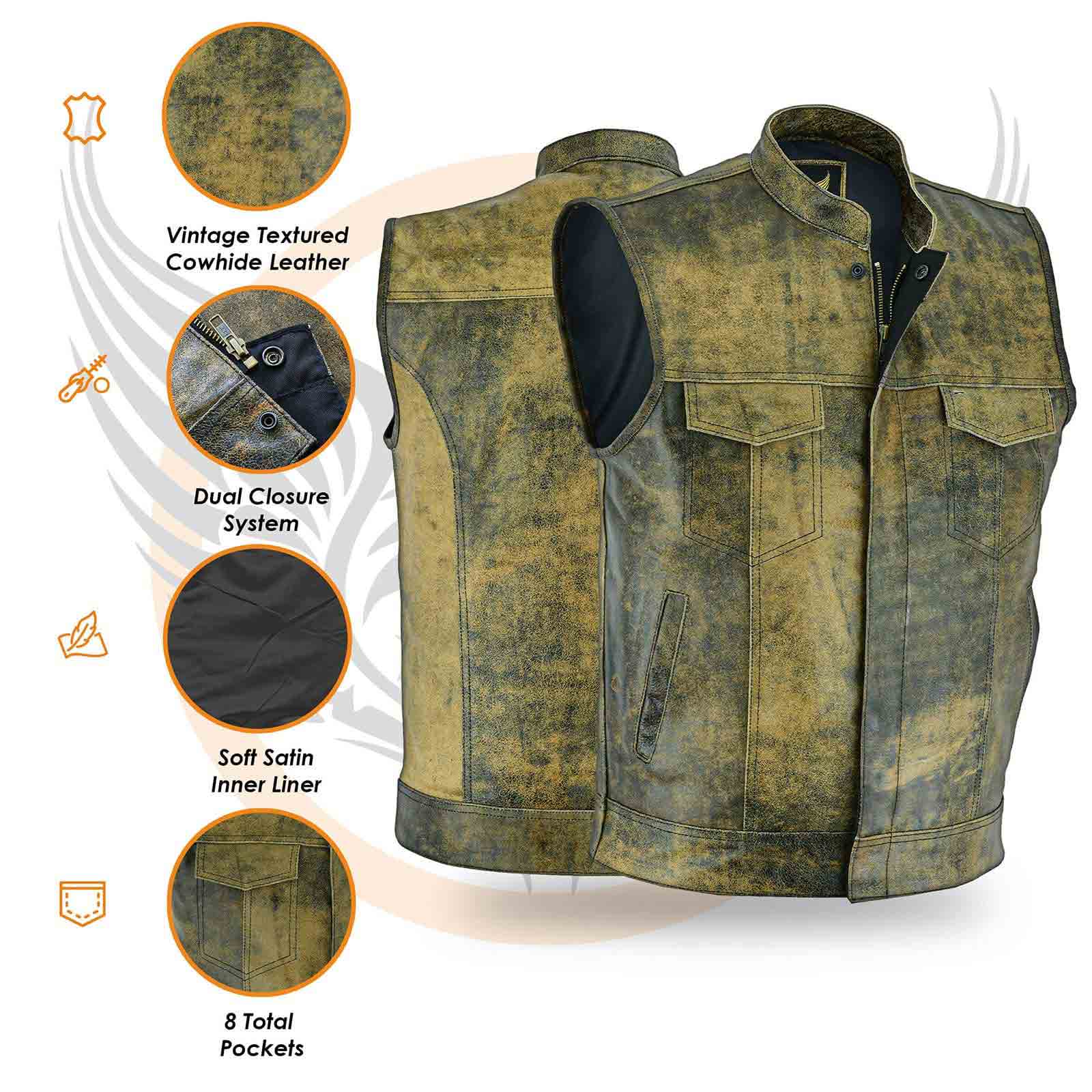 Leatherick SOA Distressed Brown Vintage Leather Vest