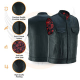 Leatherick SOA Vest with Red Satin Liner