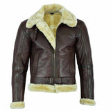 Men's Brown Leather Jacket with Fur Liner