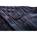  Diamond Stitch Red Leather Vest