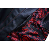 Inner Image of Leatherick Red Diamond Stitch Leather Vest