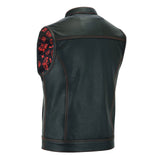 Back of Red Satin Liner leather vest