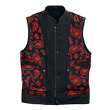 Leatherick SOA Red Stitch Vest with Red Satin Liner