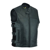 Leatherick Collarless SWAT Tactical Style leather Vest