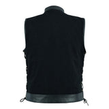 Back of Leatherick Side Laces Denim Leather Vest