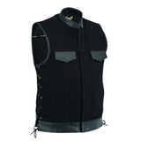 Image of Leatherick Side Laces Denim Leather Vest