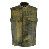 Front Image of Leatherick SOA Distressed Brown Vintage Leather Vest